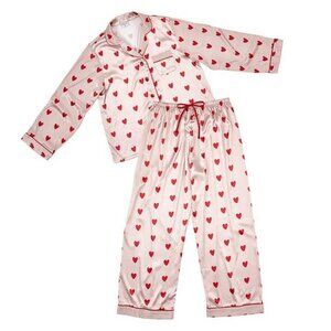 Long Sleeve PJ Set- Pink Hearts MEDIUM Pajama